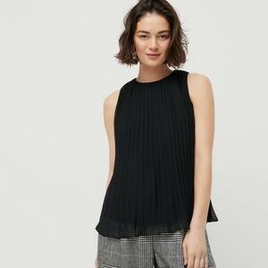 J. Crew Black Sleeveless Pleated Georgette Blouse Top